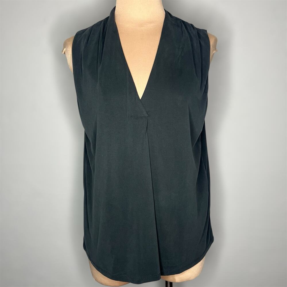 Banana Republic Sandwash Modal Top Medium Womens Gray Pleated Drape V-Neck New